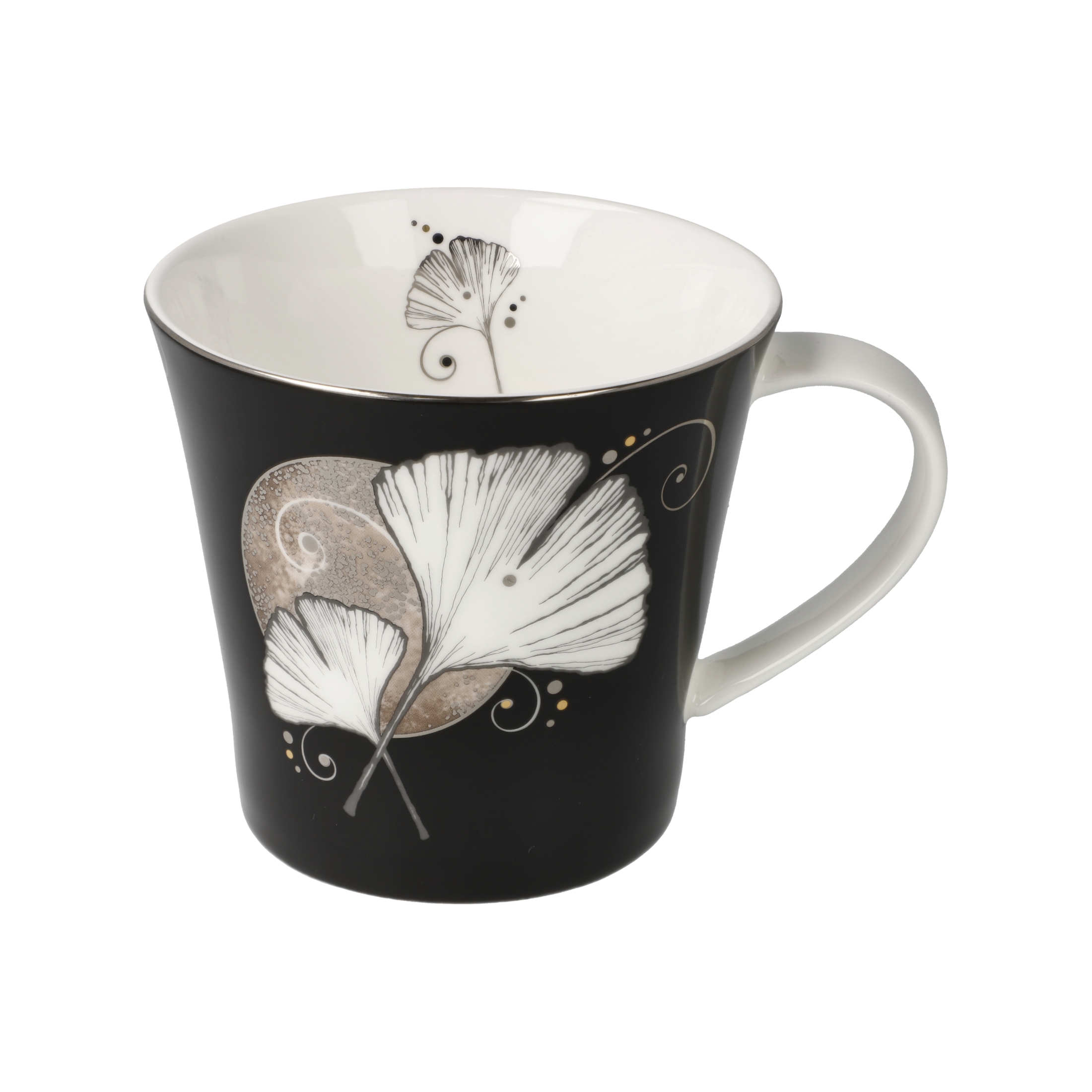 Dekoralia De Goebel Lotus Ginkgo Schwarz Platin Kaffee Tee Tasse