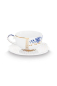 Preview: Pip Studio 2er Set Tea Cup & Saucers Royal Flowers Porzellan Tee Kaffee Tasse mit Untertasse 120 ml in dekorativer Geschenkverpackung