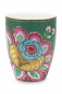 Preview: Pip Studio Drinking Mug Jambo Flower Green 300 ml Blumen Zahnputzbecher Porzellan Becher