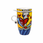 Preview: Goebel A New Day Romero Britto Teetasse mit Deckel und Sieb Porzellantasse NEUHEIT 2024