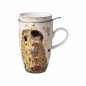 Preview: Goebel - Der Kuss - Tasse Trinkbecher - Gustav Klimt - Teetasse mit Deckel und Sieb Porzellan Porzellantasse