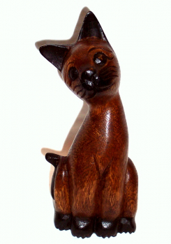 Holz Katze sitzend 10 cm Akazienholz Holzfigur Deko Holzkatze Holzdeko