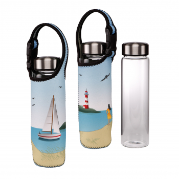 Goebel Glasflasche mit Neoprenhülle Scandic Home " Ocean Love " Trinkflasche