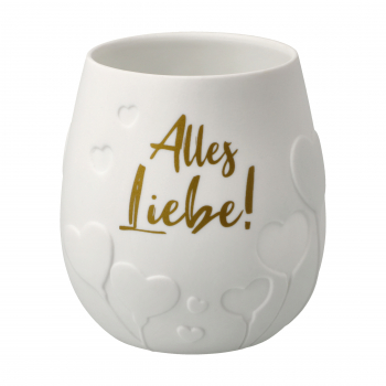 Goebel Windlicht Alles Liebe ! Herz Porzellan Teelichthalter Spruch