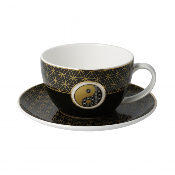 Goebel Lotus Yin Yang schwarz Tee-/Cappuccinotasse Porzellantasse