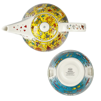 Goebel Teekanne mit Stövchen James Rizzi - My New York City Sunset Künstler Pop Art Porzellankanne