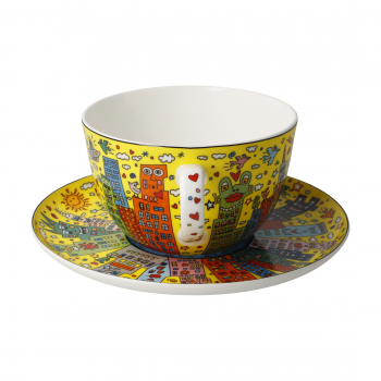 Goebel My New York City Sunset James Rizzi Pop Art Kunst NEUHEIT 2024 Tasse mit Untere Milchkaffeetasse Jumbotasse