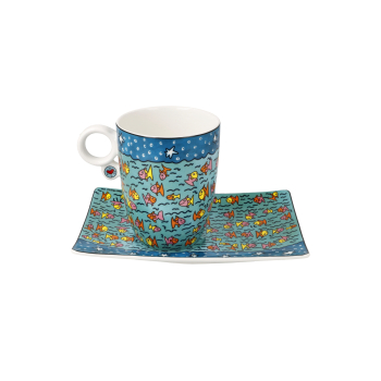 Goebel - Family of Fish - James Rizzi Pop Art Kunst NEUHEIT 2026 Tasse mit Untere Porzellan Künstlertasse