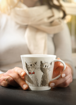 Goebel Katzenbande Tasse Pferde Künstler Peter Schnellhardt Porzellantasse