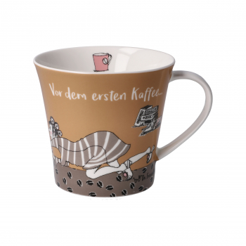 Goebel " Vor dem ersten Kaffee !!! "  Coffee-/Tea Mug Künstlerbecher Barbara Freundlieb Tasse Porzellantasse Kaffeetasse Teetasse