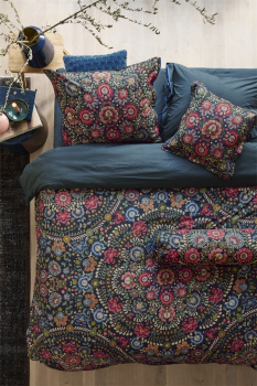 Preview: PIP STUDIO II Ricamo Dark Blue Bettwäsche 135x200cm Kopfkissen und Bettbezug