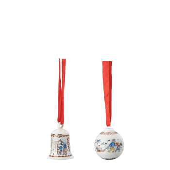 Rosenthal Hutschenreuther Sammelkollektion 2021 Set Miniglocke und Minikugel Porzellan Weihnachtsgaben Glocke Kugel