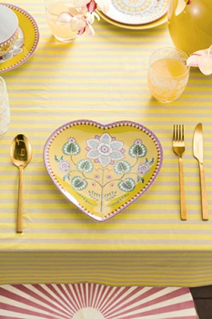 Pip Studio Set/2 Heart Shape Plates Lily&Lotus Yellow 21.5cm Herzform Tellerset Porzellan Teller in dekorativer Verpackung