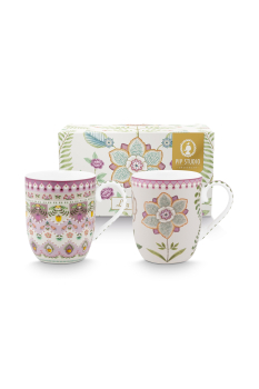Pip Studio  Set/2 Mugs Large Lily&Lotus Light Lila 145ml Kaffeebecher Tee Kaffee Tasse Porzellan