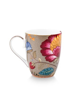 Preview: Pip Studio Set/2 Mugs Large Blooming Tales Fantasy Khaki Kaffeebecher Tee Kaffee Tasse 365 ml Porzellan