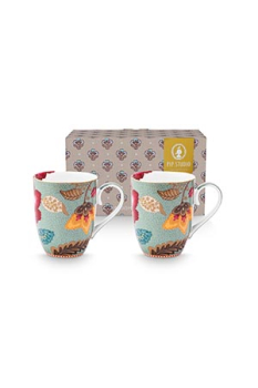 Pip Studio Set/2 Mugs Large Blooming Tales Fantasy Blue Kaffeebecher Tee Kaffee Tasse 365 ml Porzellan