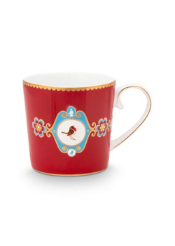 Preview: Pip Studio Set/2 Mugs Small Love Birds Medallion Stripes Red Kaffeebecher Tee Kaffee Tasse Porzellan