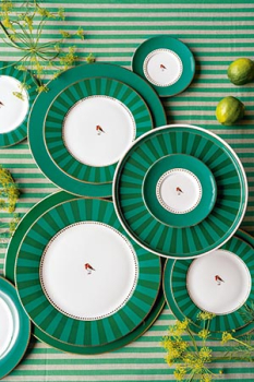 Pip Studio Set/2 Mugs Large Love Birds Medallion Stripes Emerald-Green Kaffeebecher Tee Kaffee Tasse Porzellan