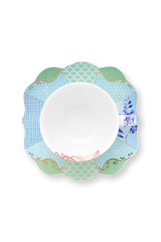 Pip Studio 2er Set Tea Cup & Saucers Royal Flowers Porzellan Tee Kaffee Tasse mit Untertasse 225 ml in dekorativer Geschenkverpackung