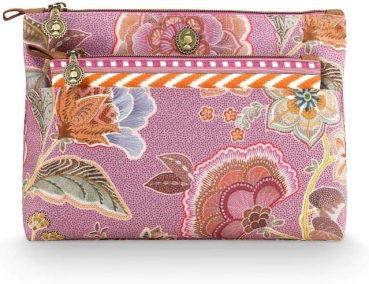 PIP Studio Kosmetiktasche Set Caryn Cosmetic Bags Combi Matata Lilac 26x18x7.5cm/22x13x1cm