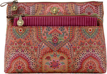 PIP Studio Kosmetiktasche Set Caryn Cosmetic Bags Combi Jabali Red 26x18x7.5cm/22x13x1cm