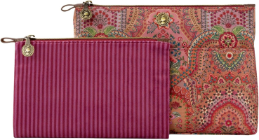 Preview: PIP Studio Kosmetiktasche Set Caryn Cosmetic Bags Combi Jabali Red 26x18x7.5cm/22x13x1cm