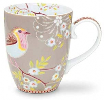 Pip Studio 2er Set Mug Large Early Bird Khaki Tee Kaffee Tasse 350 ml Porzellantasse in dekorativer Verpackung