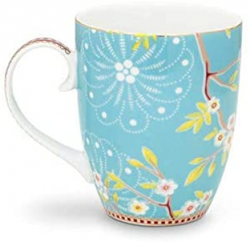 Pip Studio 2er Set Mug Large Early Bird Blue Tee Kaffee Tasse 350 ml Porzellantasse in dekorativer Verpackung