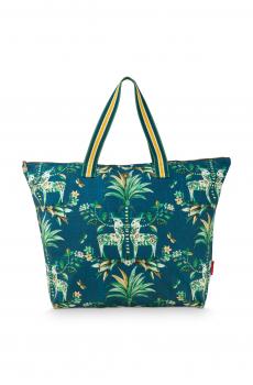 PIP Studio Beach Bag Tropic Twins Blue Strandtasche Shopper Damentasche 44 x 43 x 20 cm