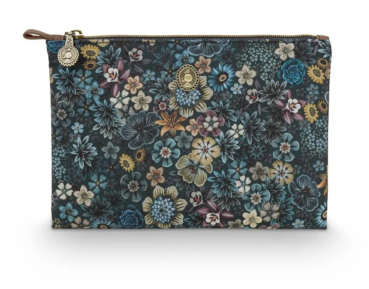 PIP Studio Kosmetiktasche Kosmetikbeutel Charly Cosmetic Flat Pouch Medium Tutti i Fiori Blue 24x1x15 cm