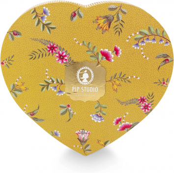 Pip Studio Set/2 Heart Shape Plates La Majorelle Yellow 21.5cm Herzform Tellerset Porzellan Teller in dekorativer Verpackung