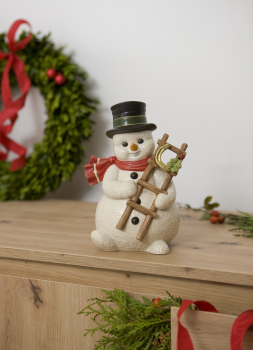 Goebel Gesell des Glücks Schneemann mit Vogel - limitierte Edition - NEUHEIT 2024 Schneemann mit Hufeisen, Marienkäfer und Kleeblatt