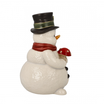 Goebel Kleiner Glücksbote Schneemann mit Pilz und Kristallsteinen NEUHEIT 2024