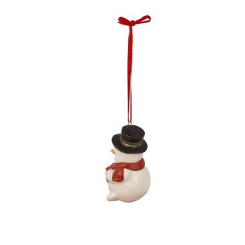 Goebel Winterglück Schneemann Hänger - Gustl mit Weihnachtskuchen - Porzellanschneemann NEUHEIT 2025 in Geschenkverpackung