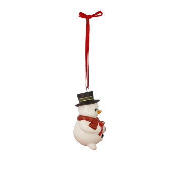 Goebel Winterglück Schneemann Hänger - Gustl mit Weihnachtskuchen - Porzellanschneemann NEUHEIT 2025 in Geschenkverpackung