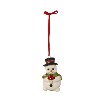Goebel Winterglück Schneemann Hänger - Rudi mit Glückspilz - Porzellanschneemann NEUHEIT 2025 in Geschenkverpackung