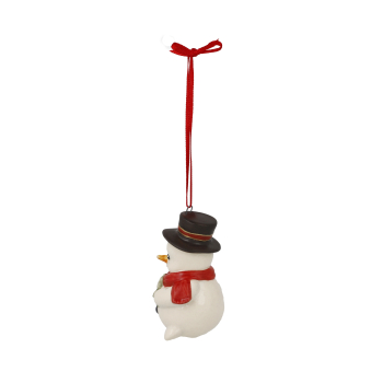 Goebel Winterglück Schneemann Hänger - Fridolin mit Kleeblatt - Porzellanschneemann NEUHEIT 2025 in Geschenkverpackung