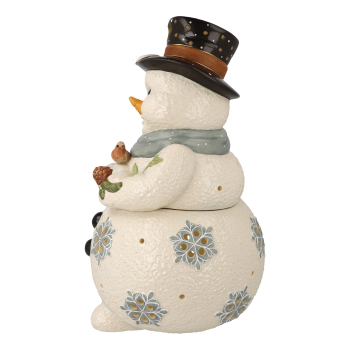 Preview: Goebel Winterträume Schneemann mit Vogel und Zweigen für Teelichter NEUHEIT 2026