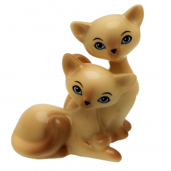 Goebel Mini Kittys in love im Display sitzend und liegend  Siam 6 cm Figur