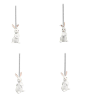Goebel 4er Set Hasen Snow White Hasenhänger - I'm Cool - Heartbeat - For Me? - From the Heart in Geschenkverpackung Porzellanhasen