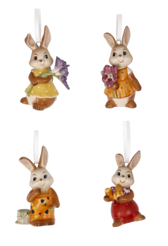Goebel Hase Hänger 4er Set- Ostern kann kommen - Die steht mit gut - Duftende Freesie - Meister Klecks - Hasenhänger  Hasen
