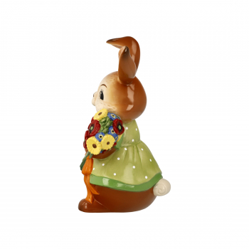 Goebel Hasenmädchen Ein Blumengruß Hase mit Blumenstrauß und Korb - groß - TOP