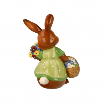 Goebel Hasenmädchen Ein Blumengruß Hase mit Blumenstrauß und Korb - groß - TOP