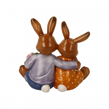 Goebel Figur Hasen Mein Valentins-Schatz Hasenpaar mit Herz und Blumen