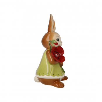 Goebel Figur Hase - Ein kleines Dankeschön- Hasenmädchen mit Mohnblume und Kristallstein