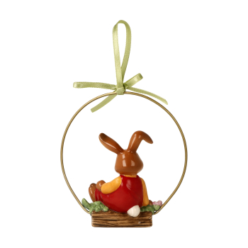 Preview: Goebel Hase Hänger Papas Bester NEUHEIT 2026 Hase auf Bank mit Blumen Porzellanhase Ostern