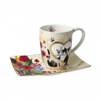 Goebel Innamorato Tasse mit Untertasse Rosina Wachtmeister Katzen Künstlerbecher ANGEBOT
