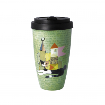 Goebel La Storia di Serafino Tasse Trinkbecher ANGEBOT Rosina Wachtmeister Katze Mug To Go mit Deckel Teetasse Kaffeetasse Porzellan Künstlerbecher