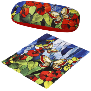Goebel Brillenetui mit Brillenputztuch Artis Orbis - Schmetterlinge - Louis Comfort Tiffany