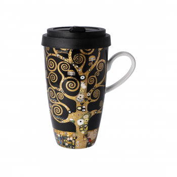 Goebel Der Lebensbaum Trinkbecher NEUHEIT 2021 Gustav Klimt Mug To Go mit Deckel Teetasse Kaffeetasse Porzellan Künstlerbecher
